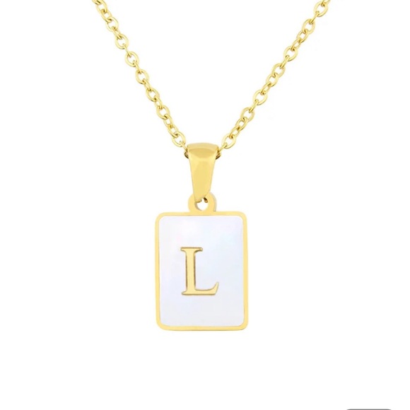 Letter Necklaces, on White Shell Gold Plated Pendant Necklace - Picture 15 of 15